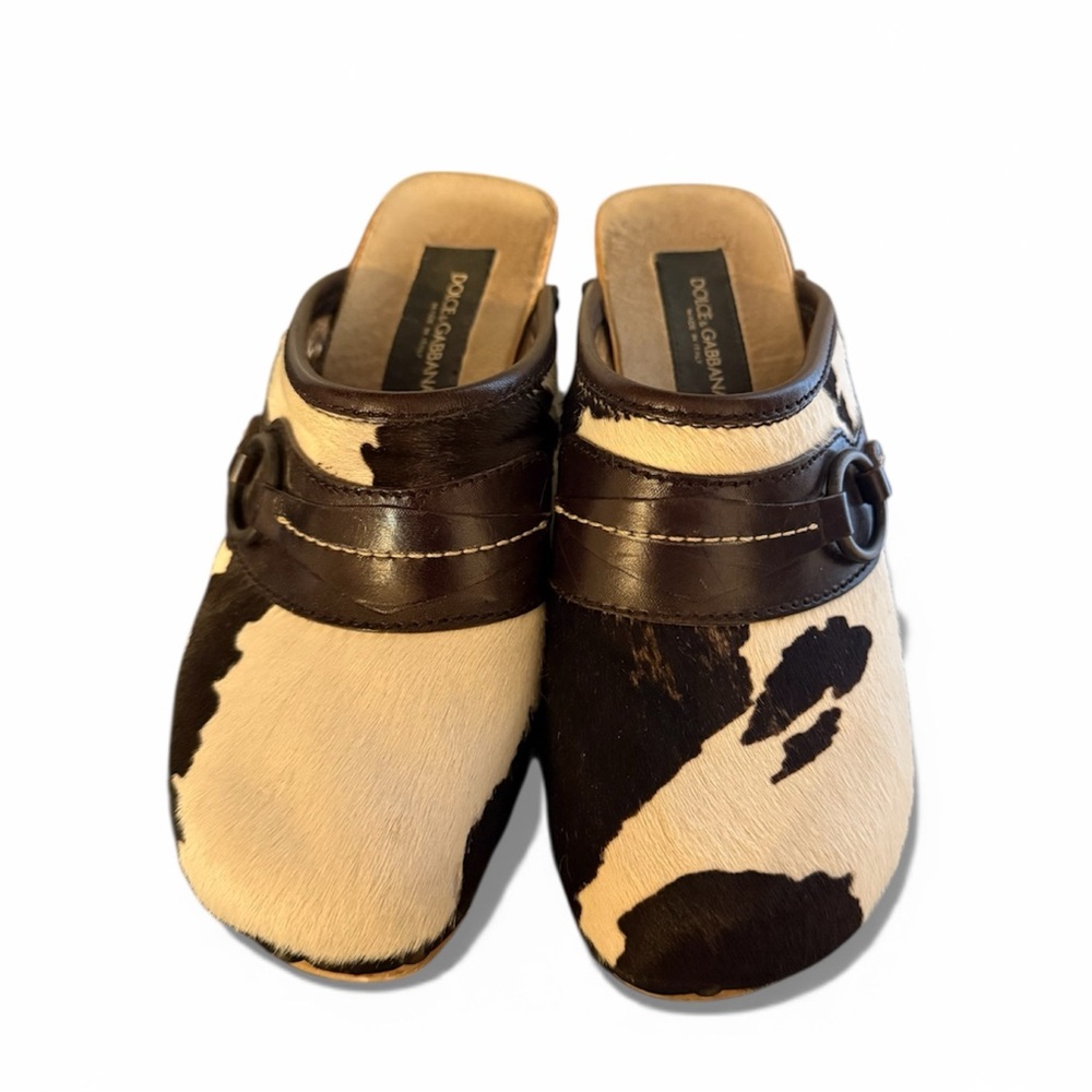Dolce & Gabbana Brown Cow Leather Clogs